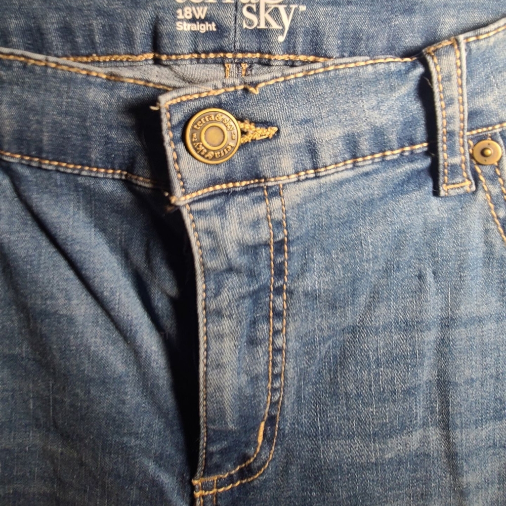 Terra & Sky Women's Straight Leg Jeans - Blue